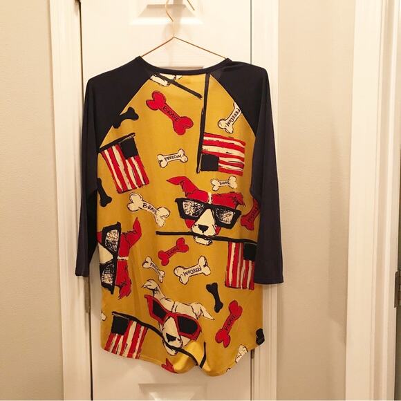 LuLaRoe Randy patriotic american dog pitbull top size large - Picture 2 of 6